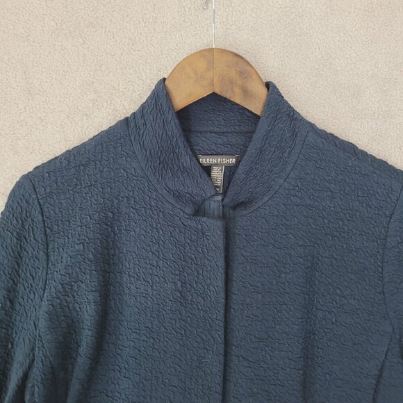 Eileen Fisher Womens Organic Cotton Tencel Open Front Coat M Blue  JCT - Picture 6 of 9